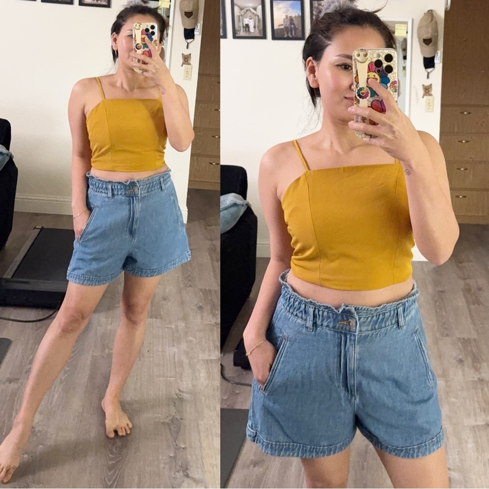 Yellow Fitted Camisole Crop Top